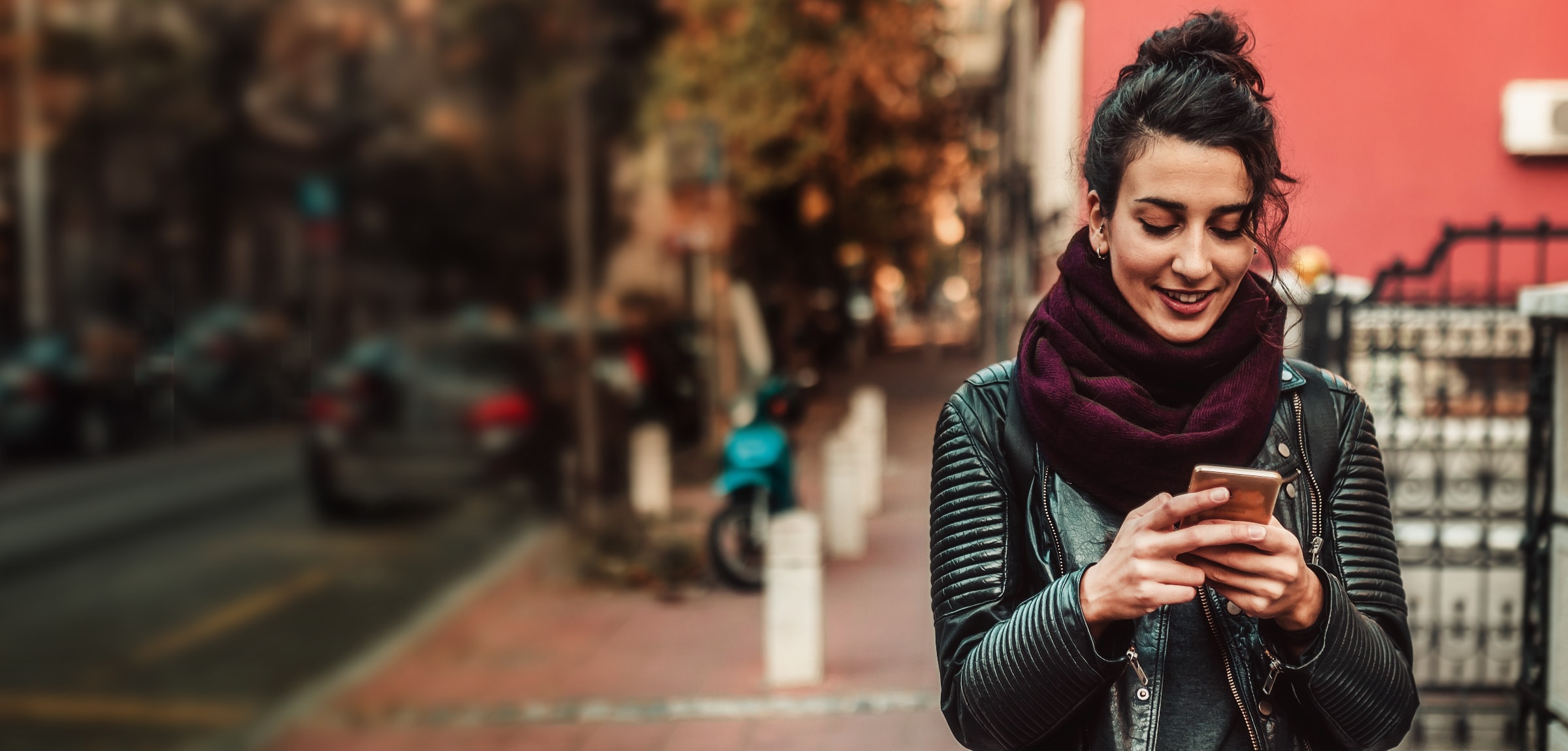 Woman online checking account with simple hero